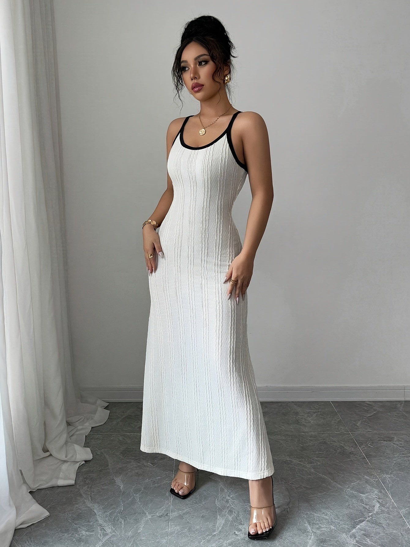 Women's Glam Stripe Spaghetti Glow Dress