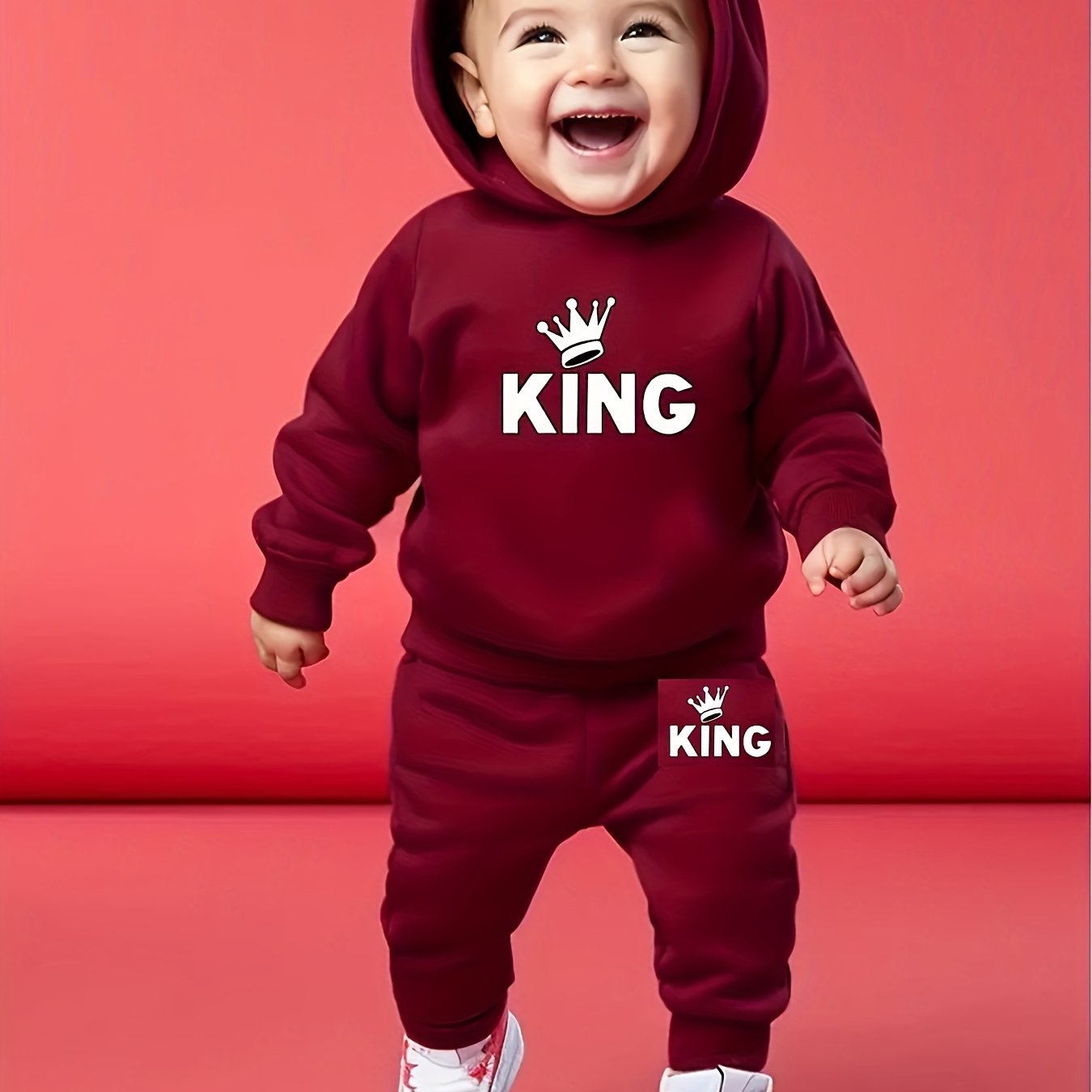 Toddler Boys' Sports Hoodie and Joggers Set, Polyester Knit Fabric with Slight Stretch, Alphabet Pattern, Regular Long Sleeve