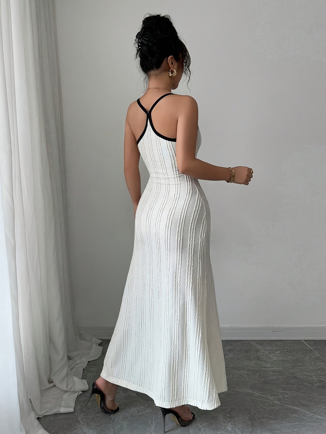 Women's Glam Stripe Spaghetti Glow Dress