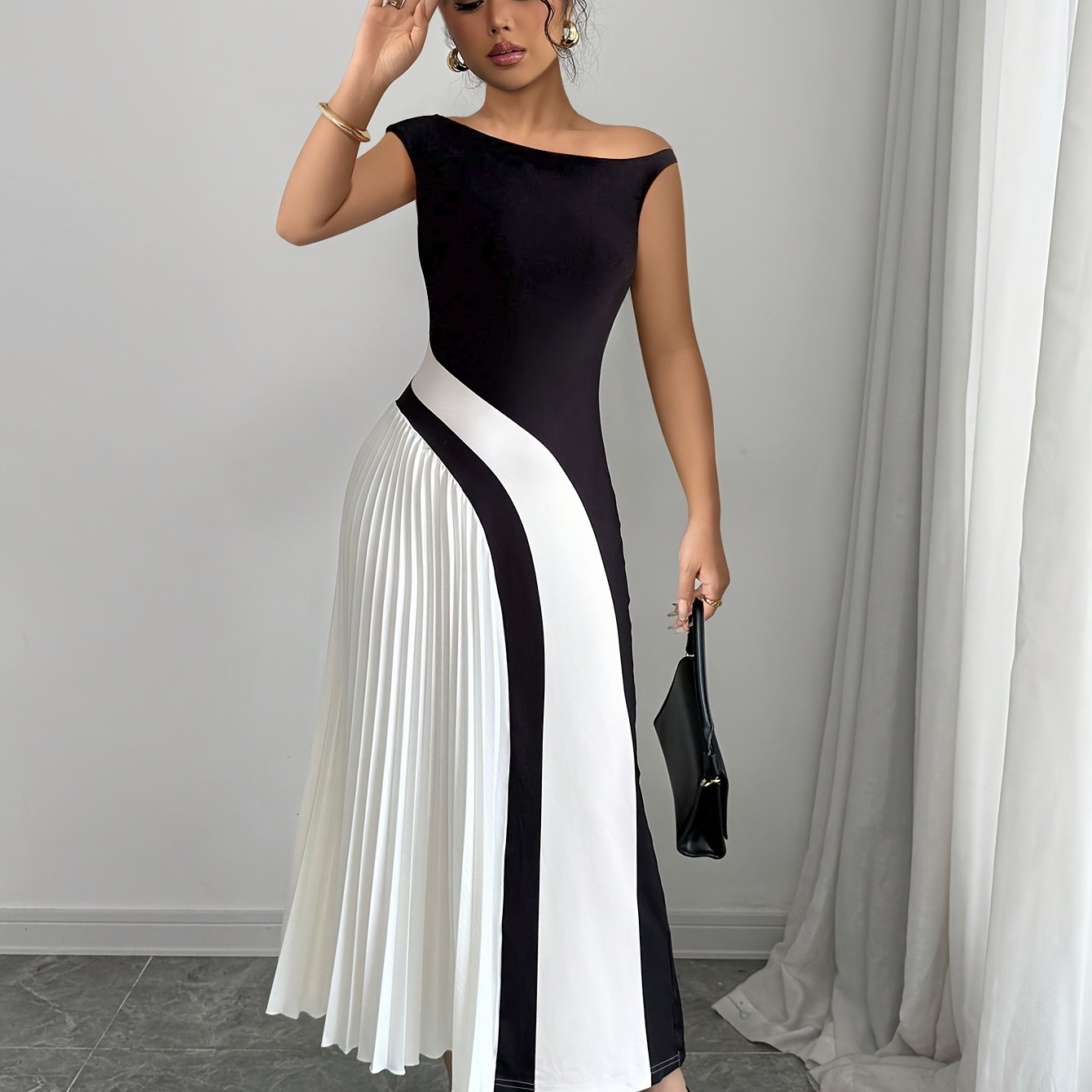 Monochrome Muse Maxi Dress