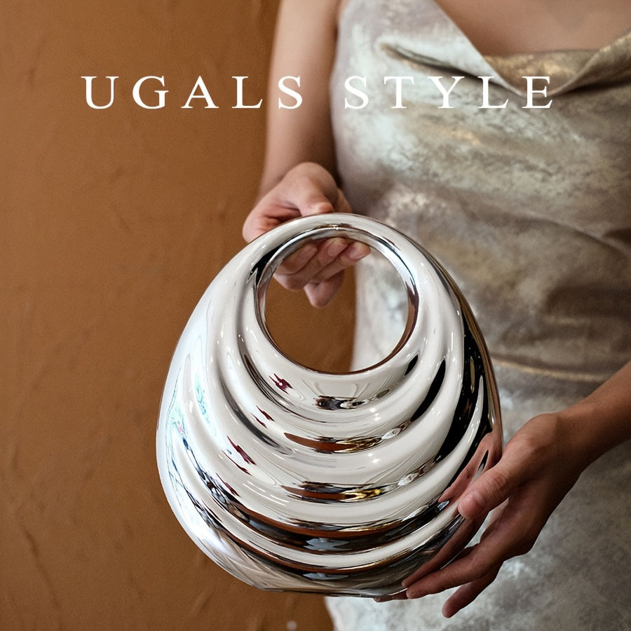 Banquet Shiny Special-shaped Oval Shell, Hand Holding Crossbody Bag
