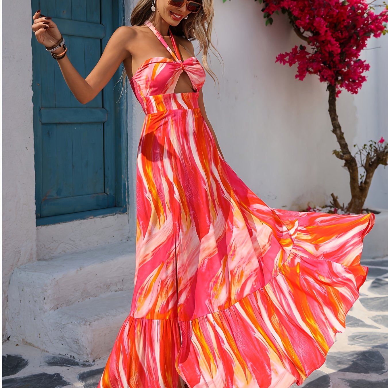 Women's Vibrant Sunset Mirage Dress
