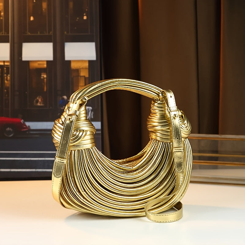 Trendy Bright Surface Handwoven Design Fashionable Women's Bag Knot Rope Handbag