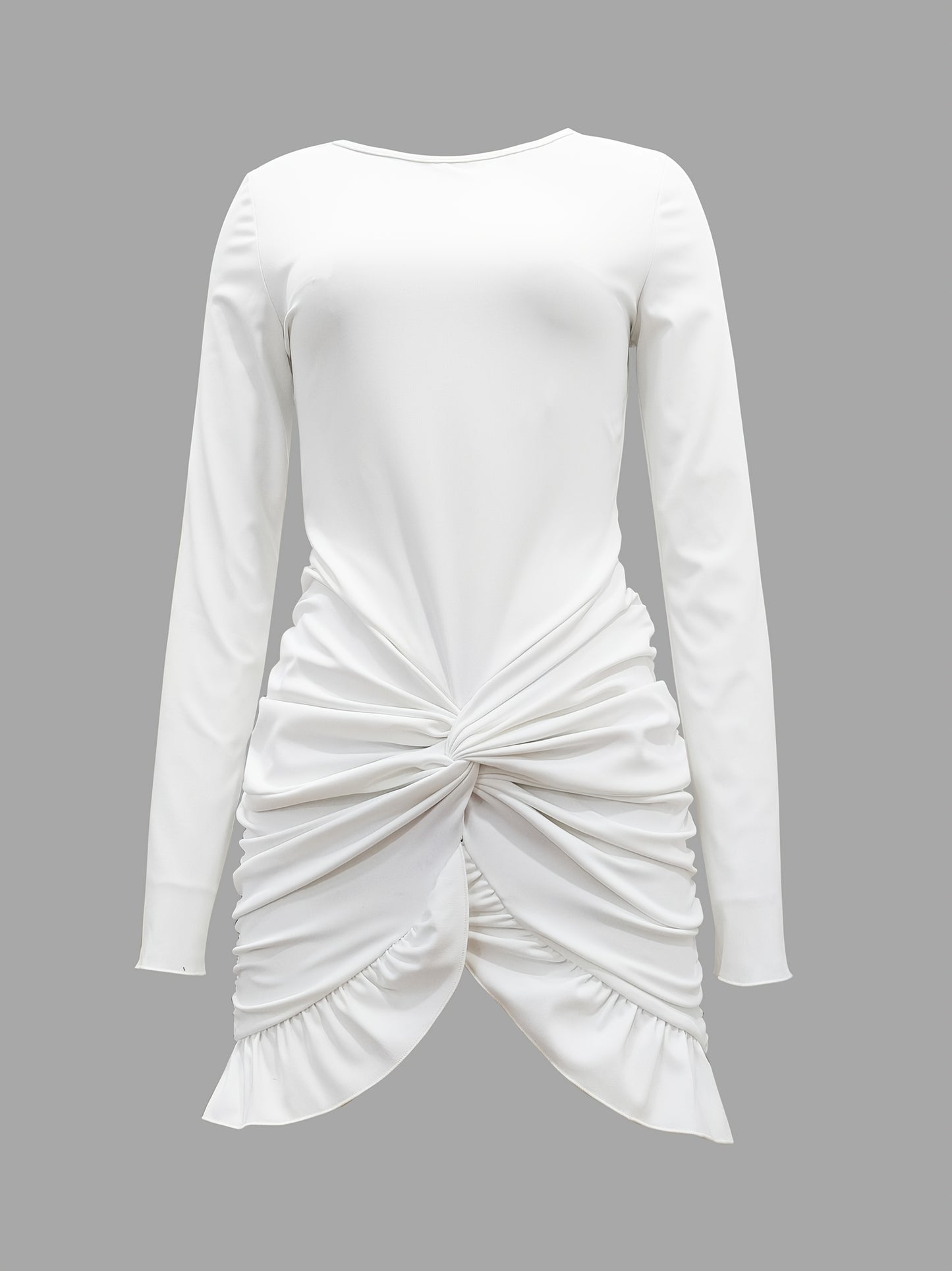 Polyester Knit Fabric Fitted Crew Neck Casual Dress, Solid Color, 100g/m², with Zipper Closure, for Adult, Outdoor