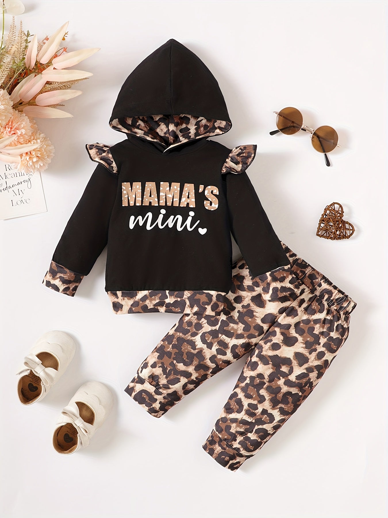 Leopard Pattern Baby Girls Hoodie & Matching Pants Set