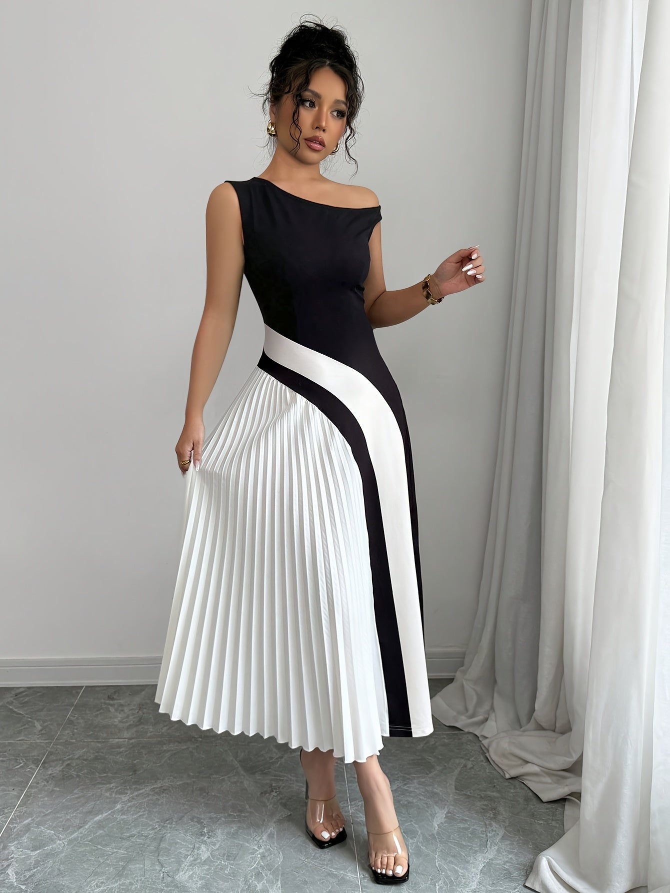 Monochrome Muse Maxi Dress