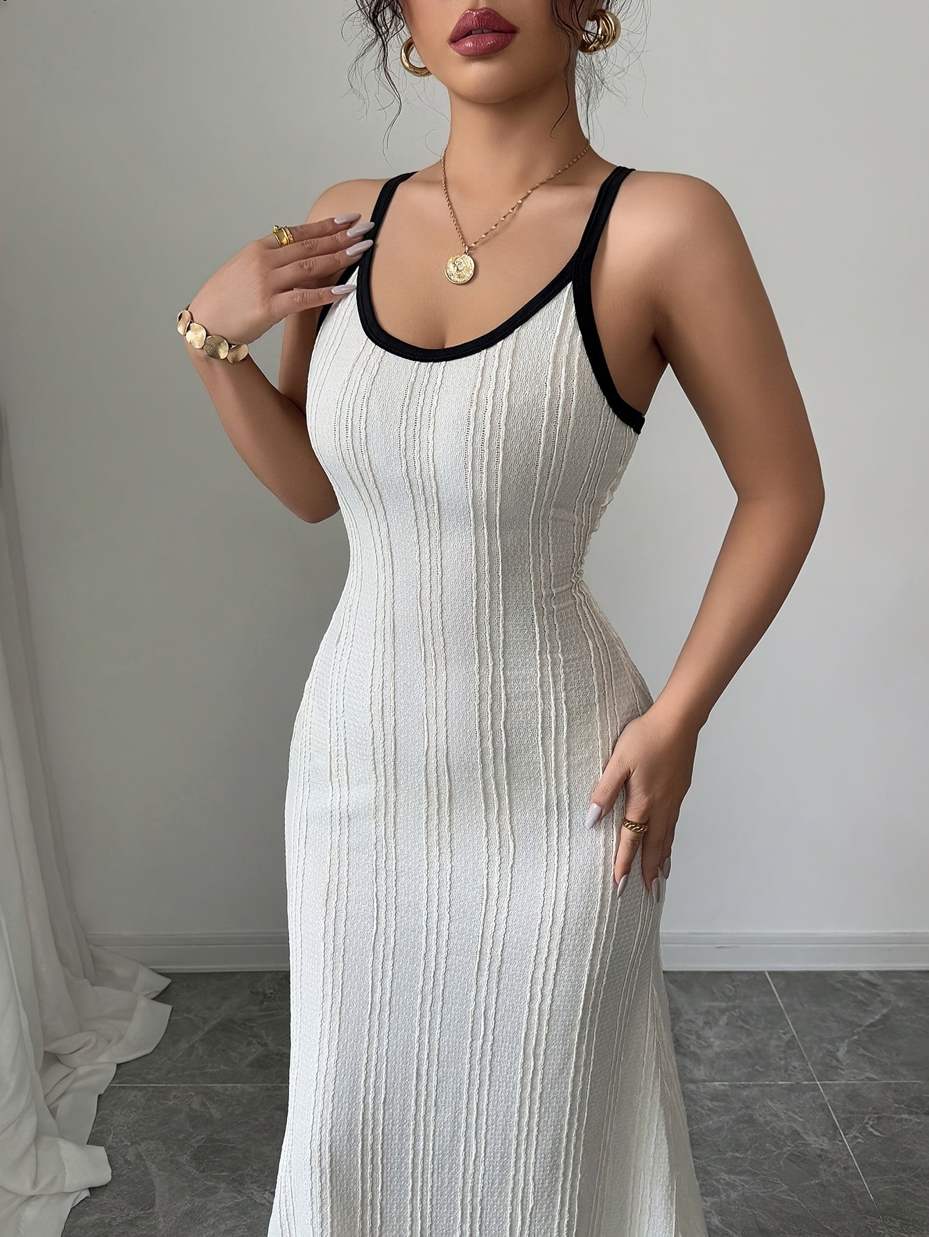 Women's Glam Stripe Spaghetti Glow Dress