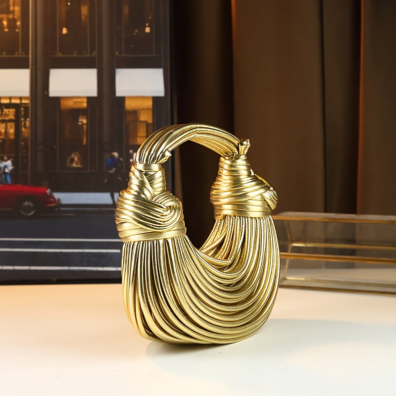 Trendy Bright Surface Handwoven Design Fashionable Women's Bag Knot Rope Handbag