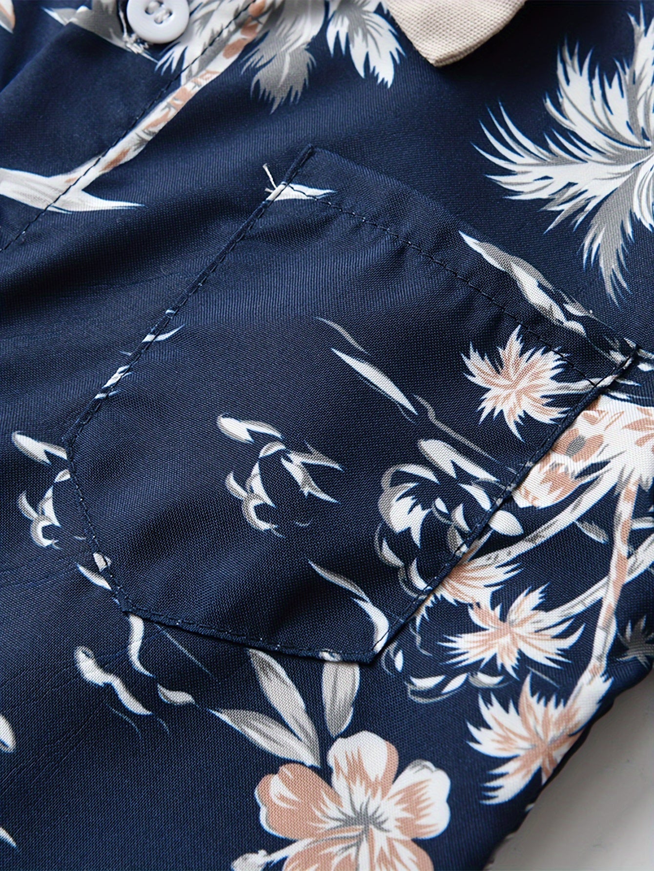 Casual Cotton Blend Floral Print Suit with Long Sleeve Shirt and Elastic Waist Suspenders Pants