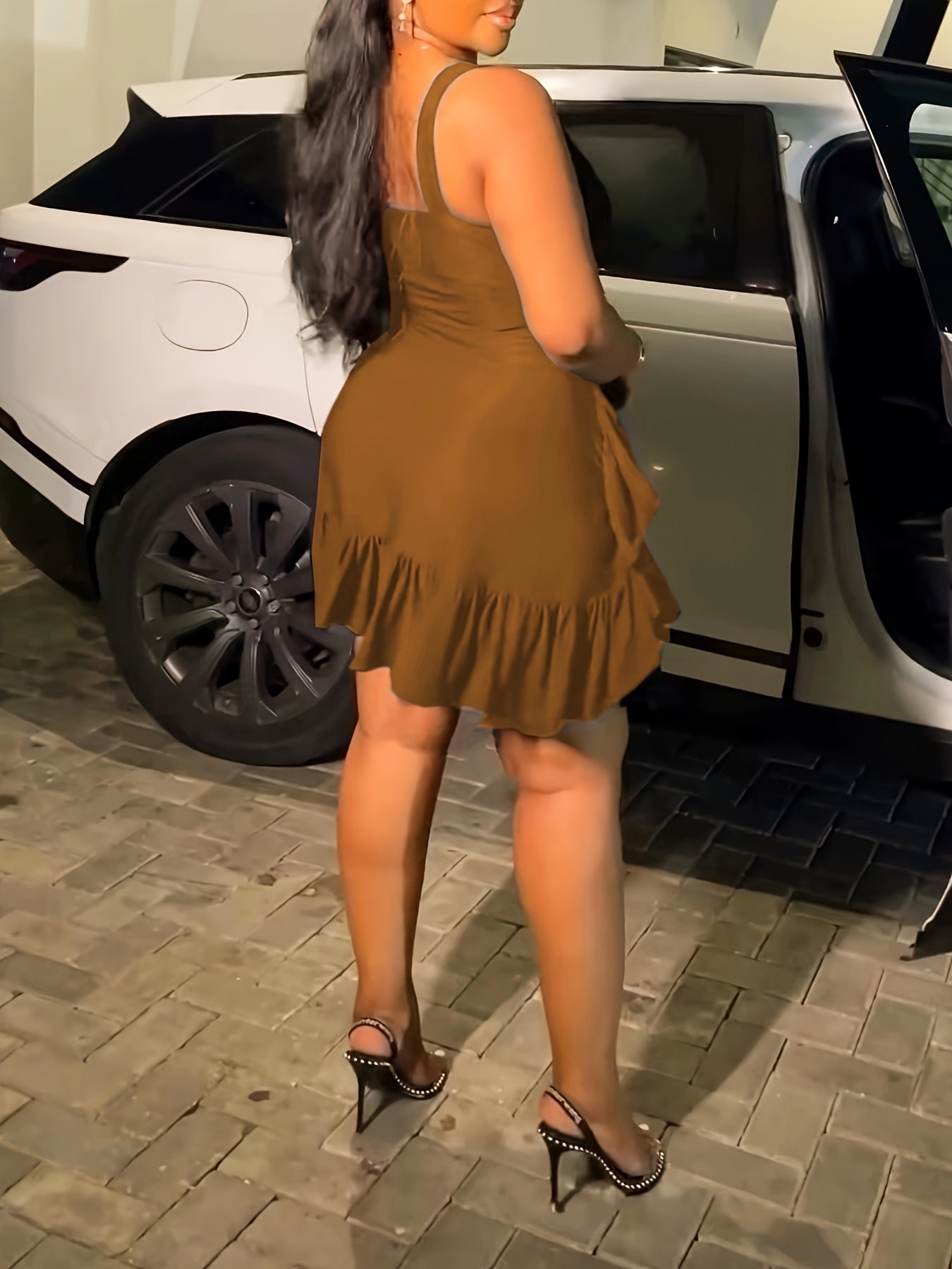 Elegant V-Neck Sleeveless Ruffle Ruched Bodycon Mini Dress
