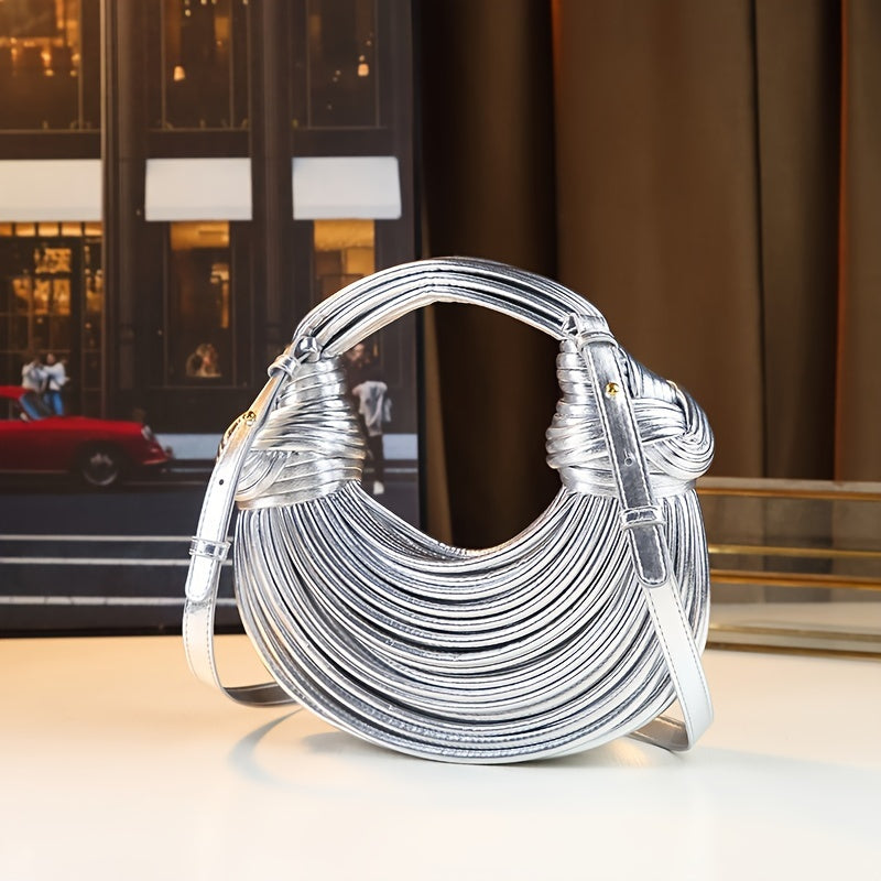 Trendy Bright Surface Handwoven Design Fashionable Women's Bag Knot Rope Handbag