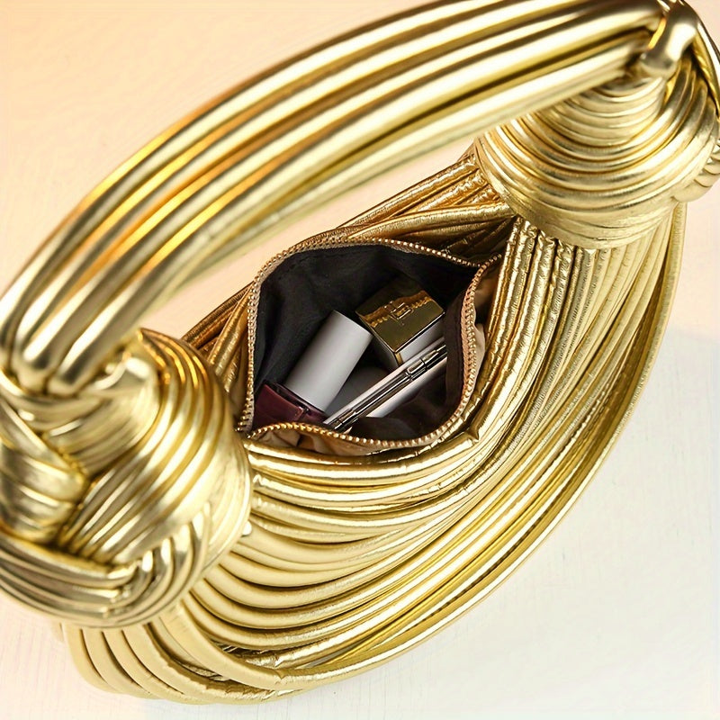 Trendy Bright Surface Handwoven Design Fashionable Women's Bag Knot Rope Handbag
