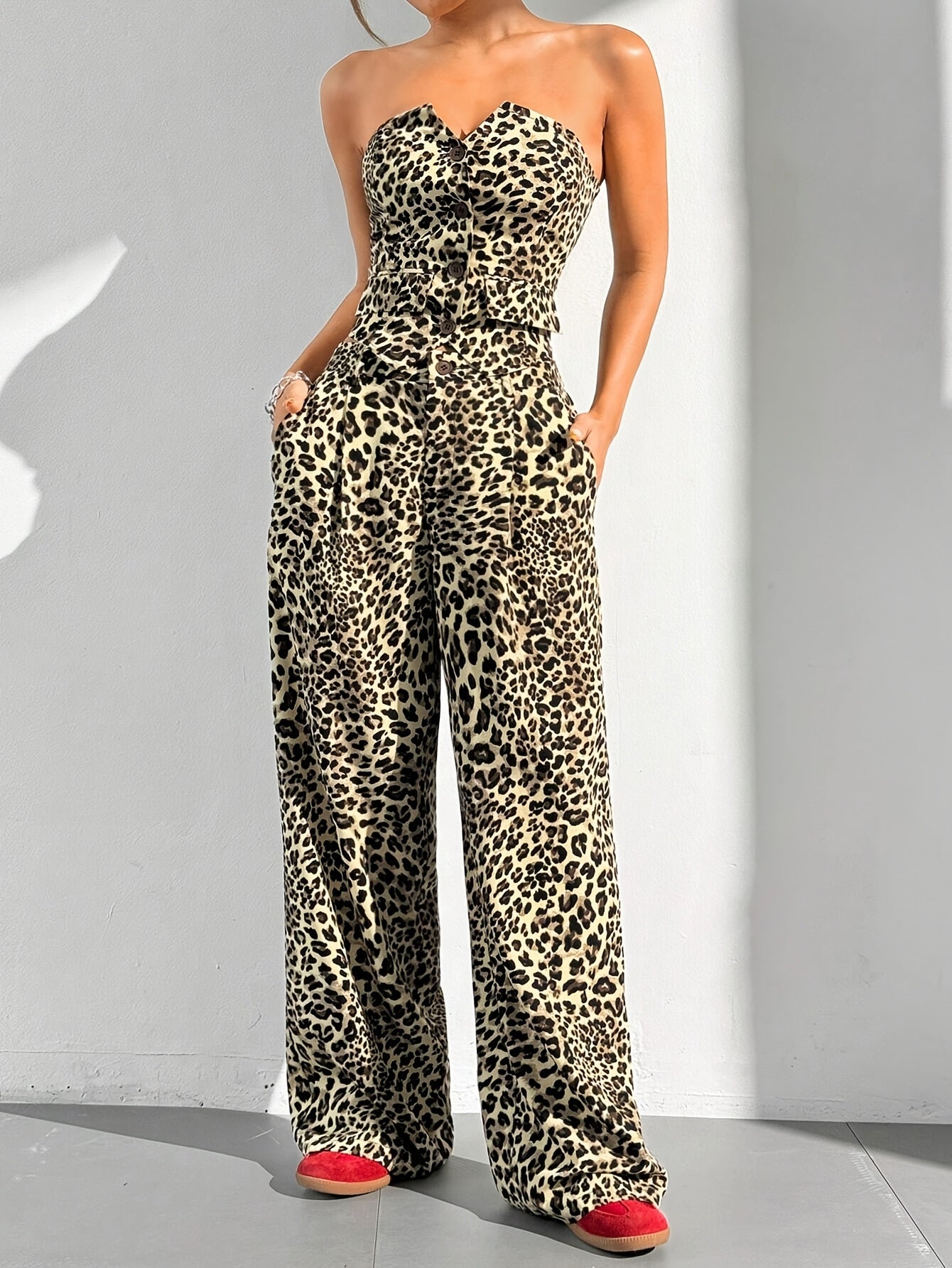 New Fashionable Sexy Leopard Print Pants Set for Women