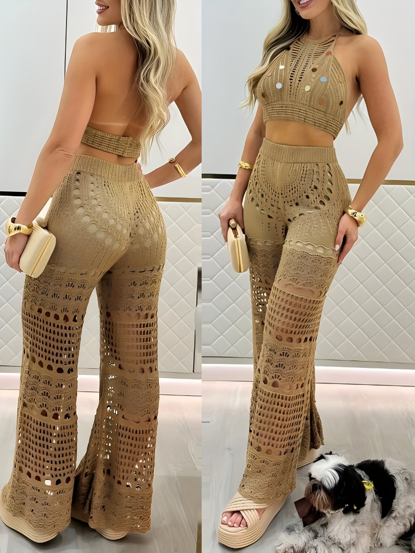Golden Coast Women’s Two-Piece Acrylic Suit Set