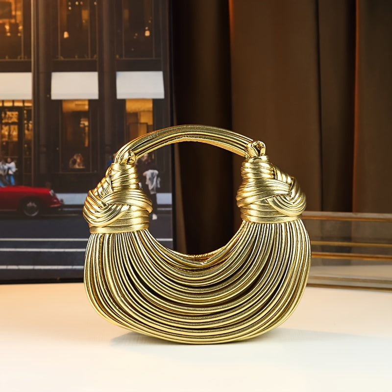 Trendy Bright Surface Handwoven Design Fashionable Women's Bag Knot Rope Handbag