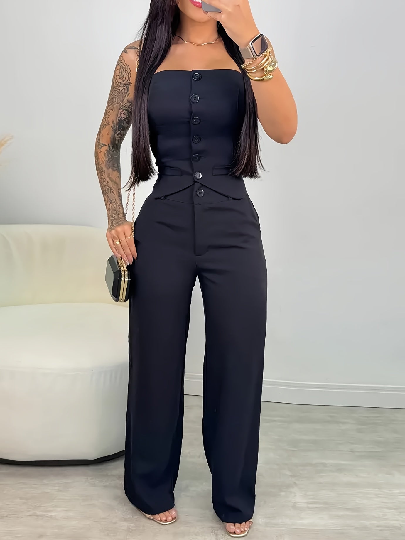 Women's Boss Black Strapless Two-Piece