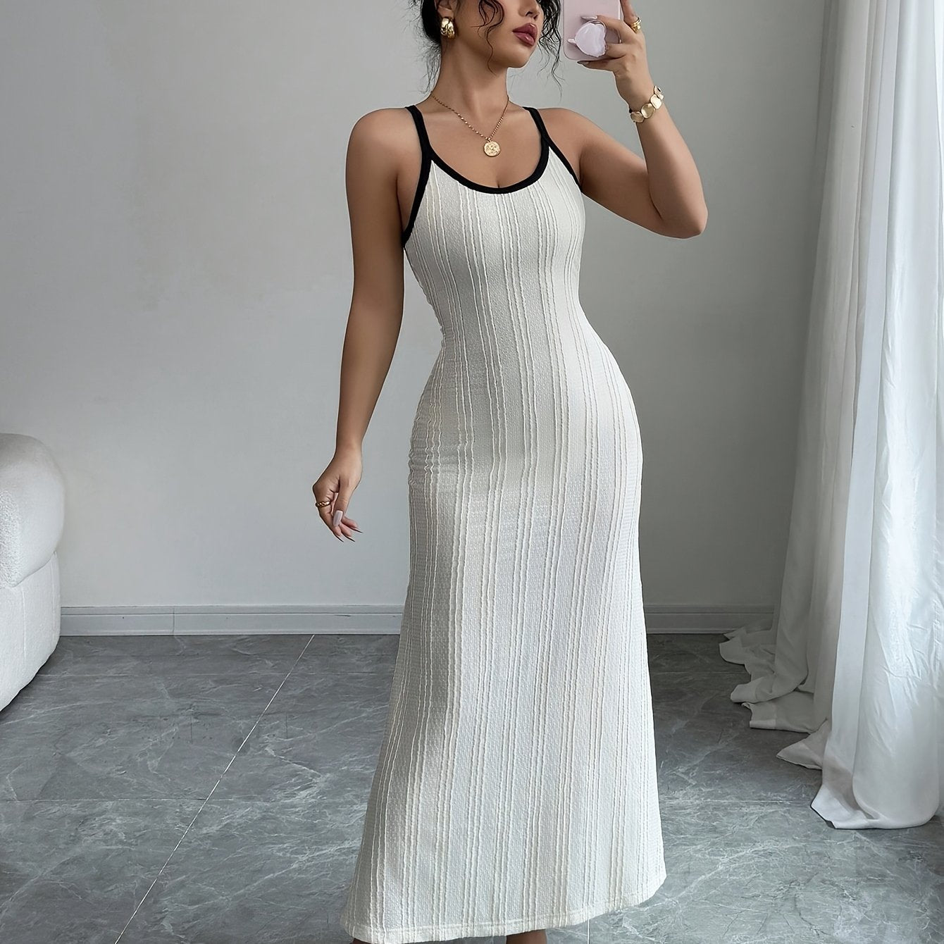 Women's Glam Stripe Spaghetti Glow Dress