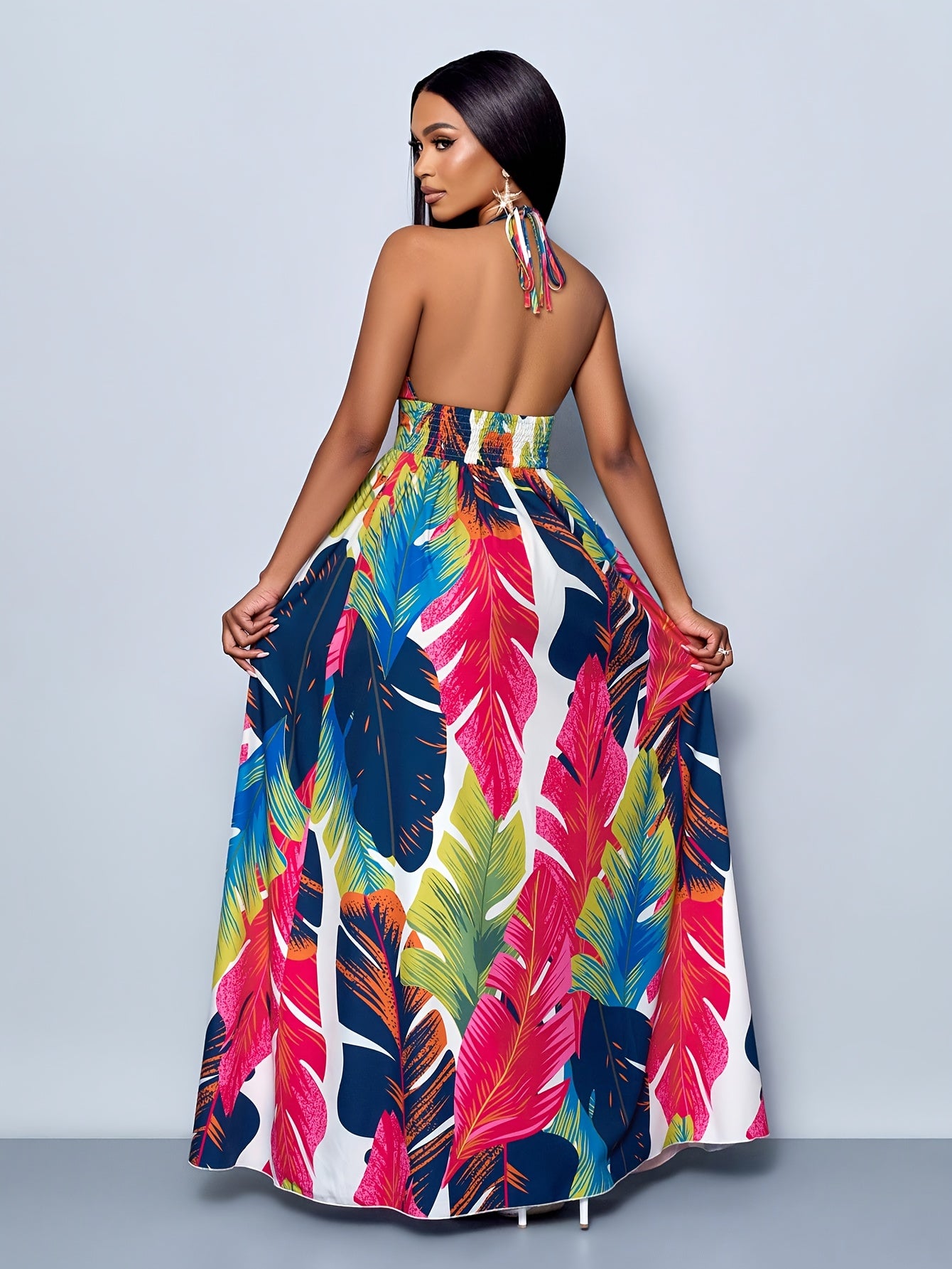 Elegant Floral Print TropiGlam Dress