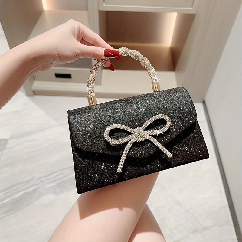 Luxury Style With Elegance Diamond Butterfly Knot Chain Handbag