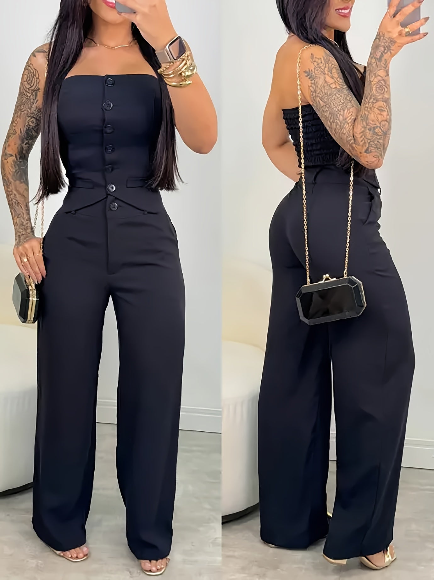 Women's Boss Black Strapless Two-Piece