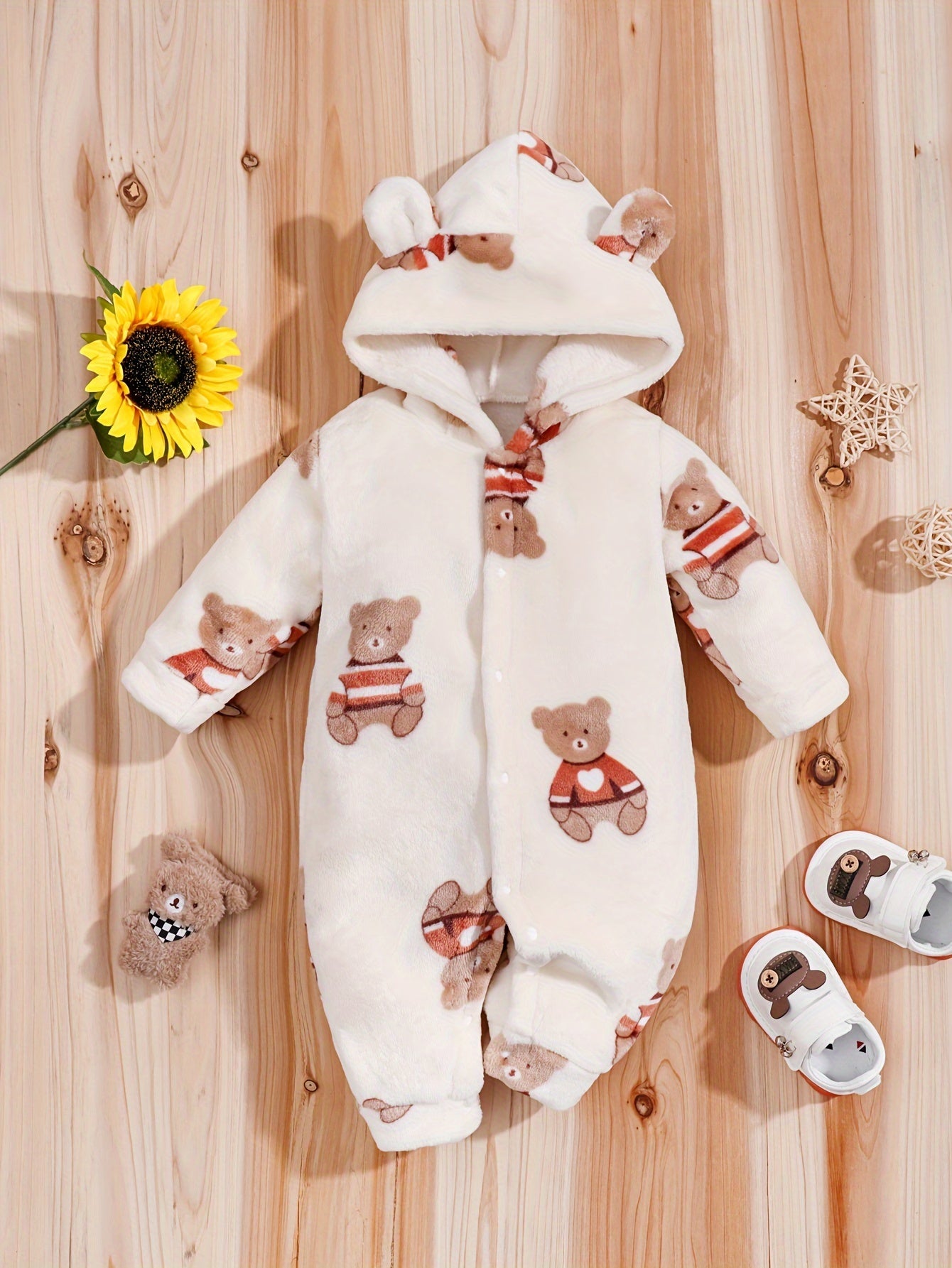 Adorable Cartoon 3D Teddy Bear Print Fleece