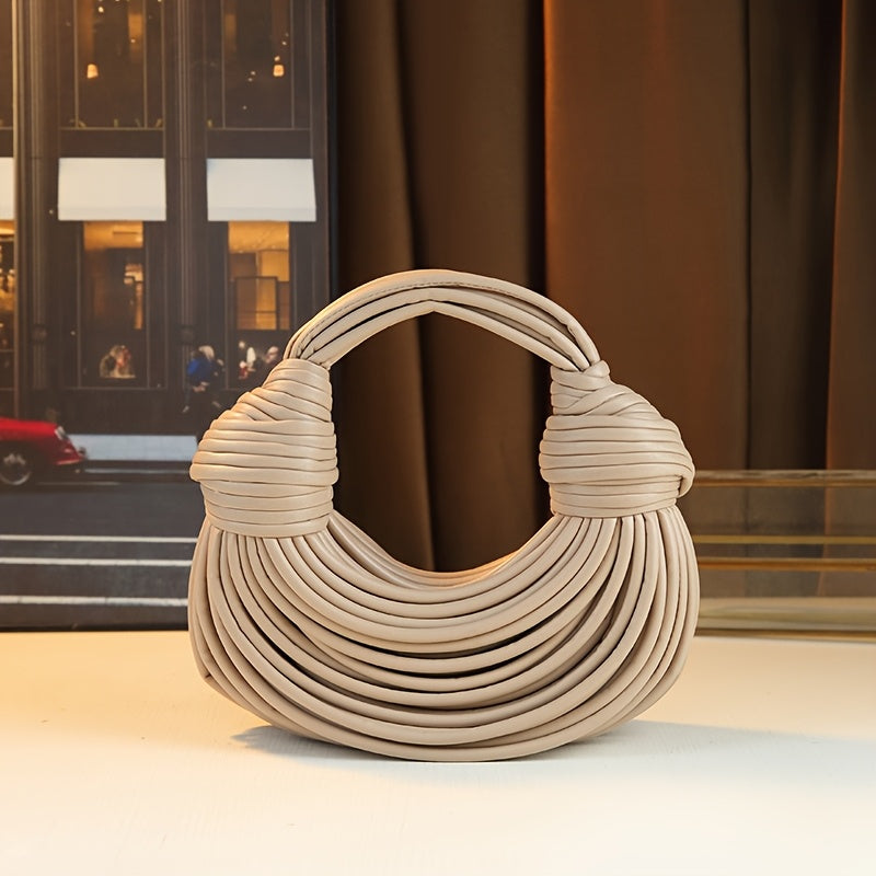 Trendy Bright Surface Handwoven Design Fashionable Women's Bag Knot Rope Handbag