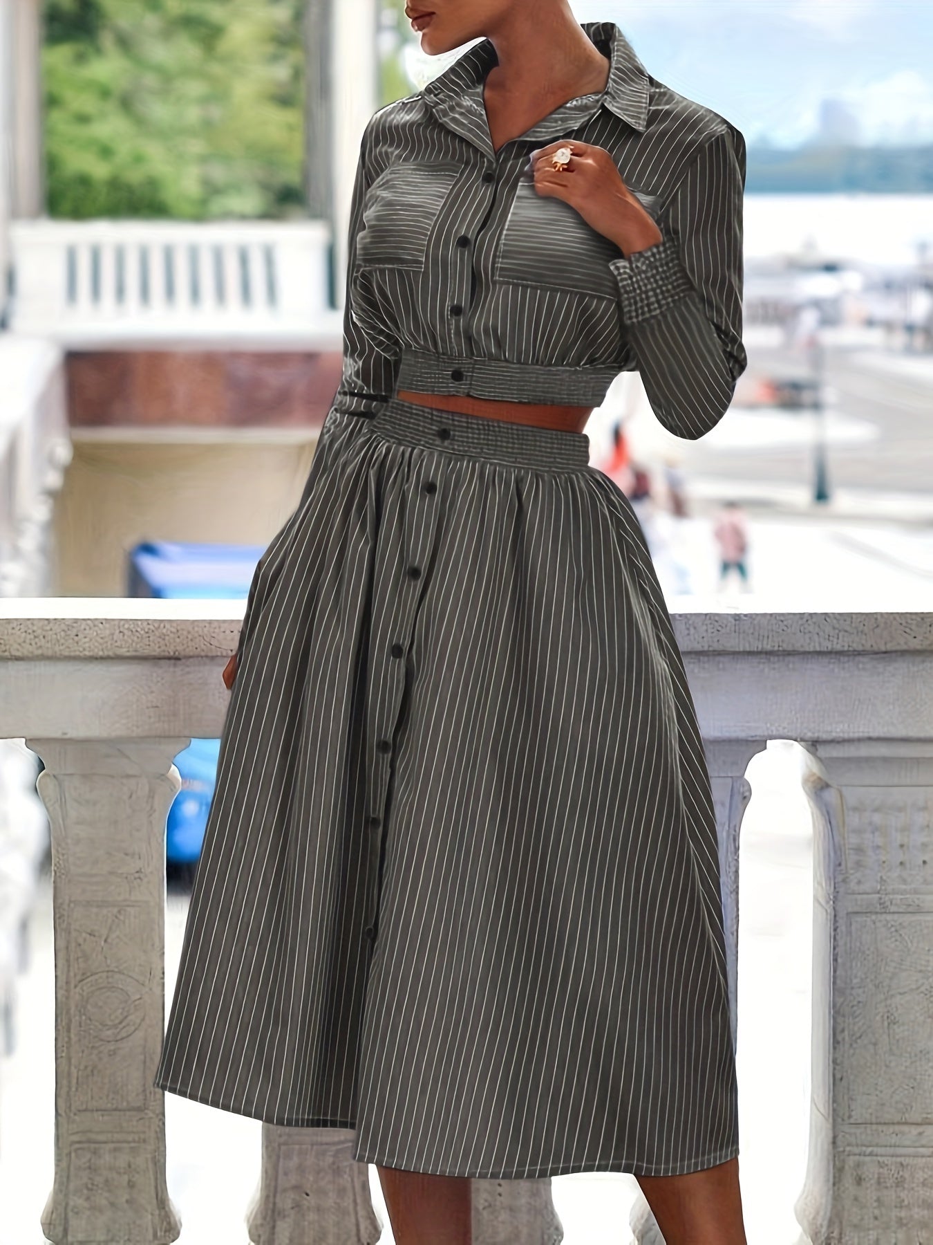 Women's Flirt & Flow Co-Ord Striped Print Set
