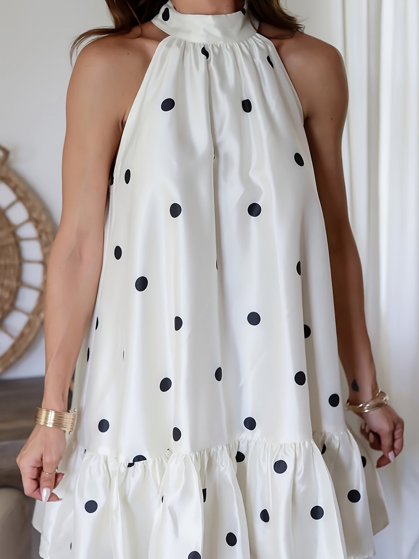 Elegant Women's Cat Ears Dot Allure Mini Dress
