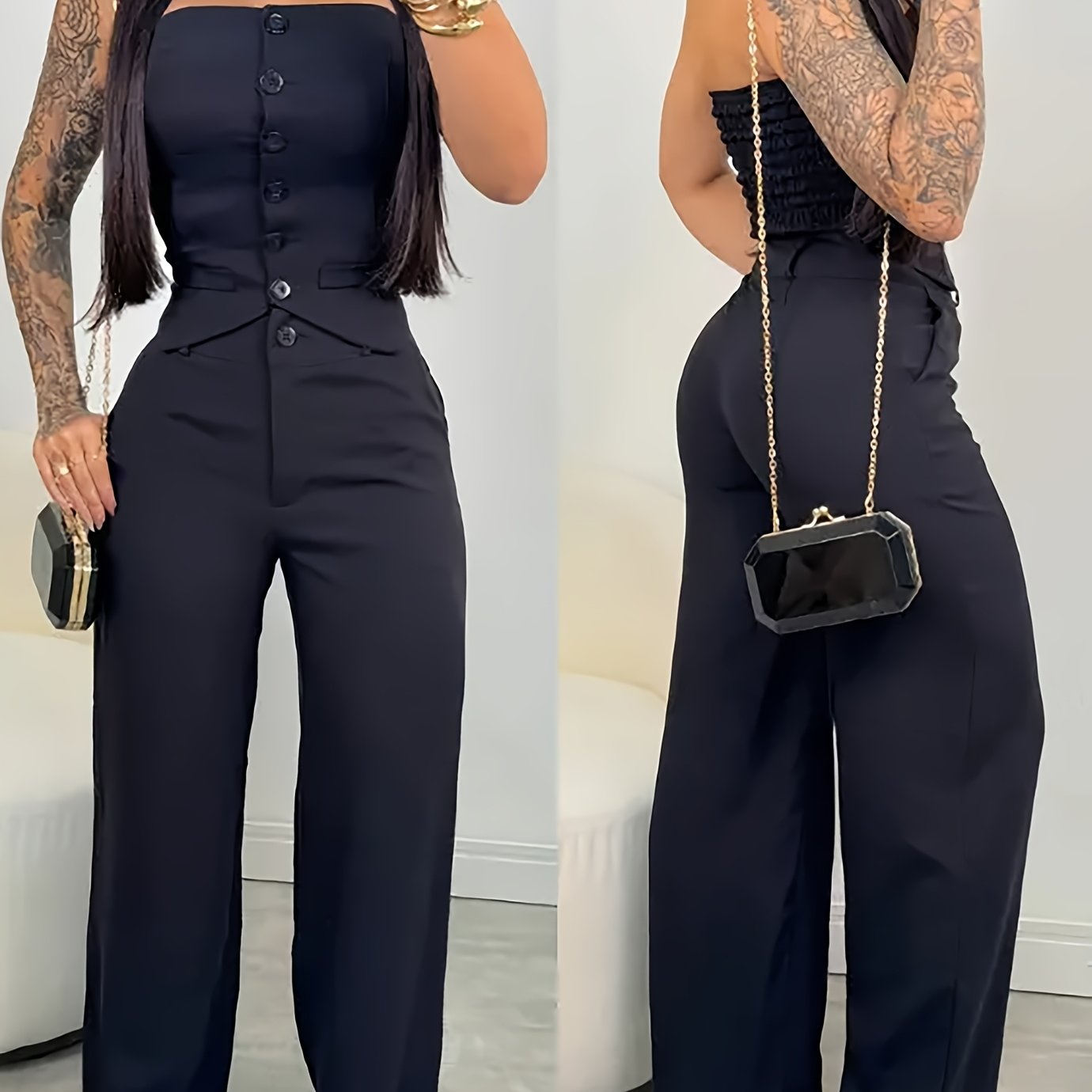 Women's Boss Black Strapless Two-Piece