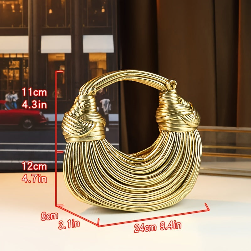 Trendy Bright Surface Handwoven Design Fashionable Women's Bag Knot Rope Handbag