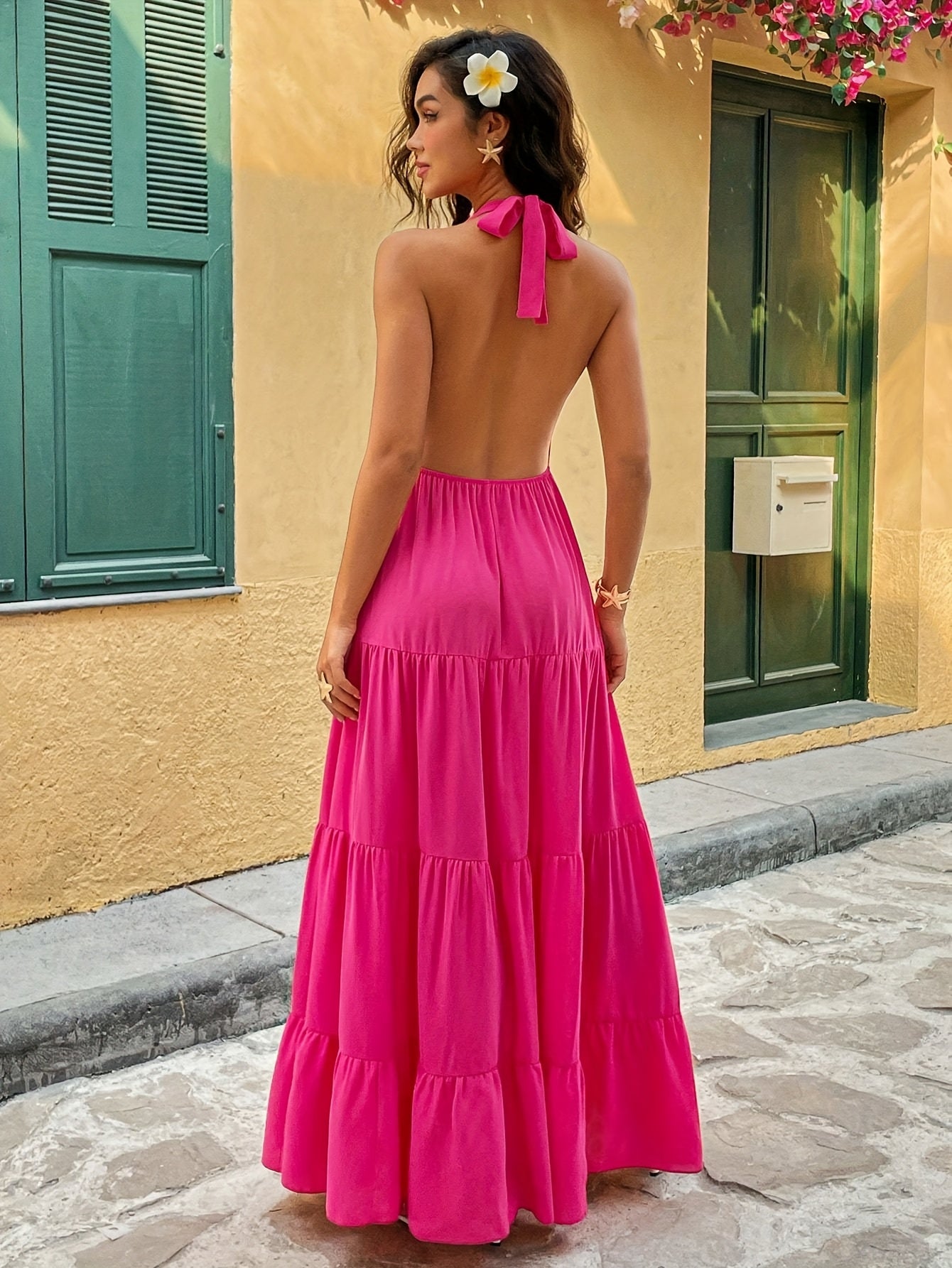 Off Shoulder Petal & Plaid Perfection Maxi Dress