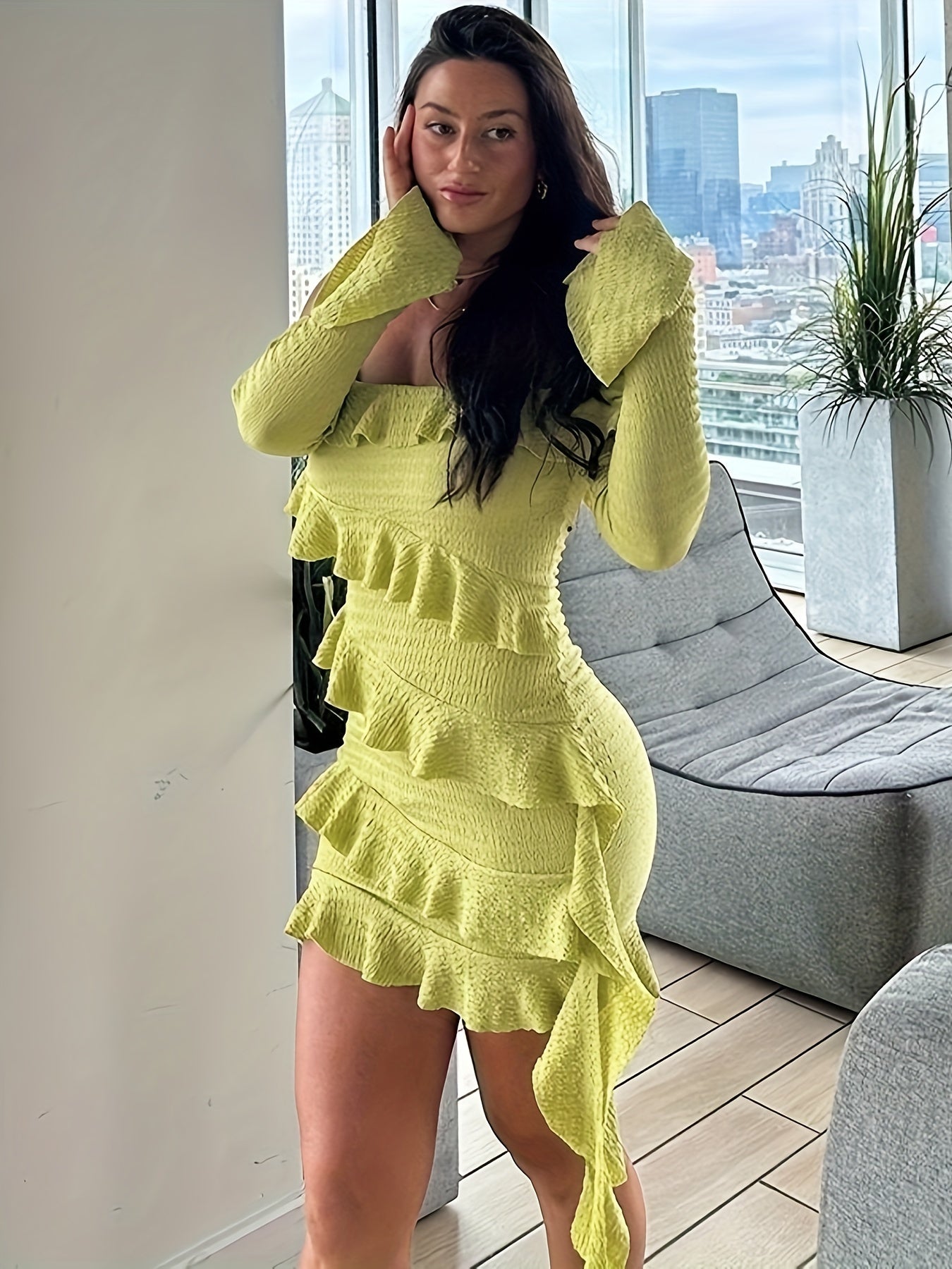 Twilight Sway Off-Shoulder Dress Ruffle Dress
