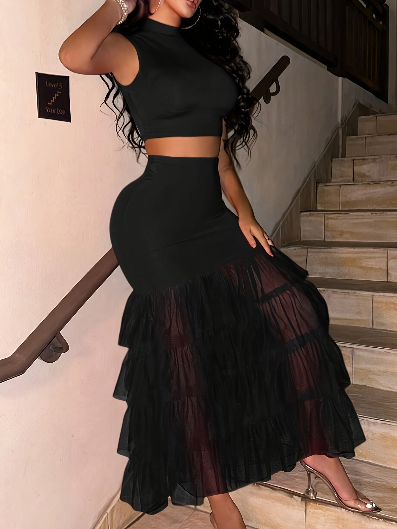 Mesh Evening Aura Duo Tulle Patchwork