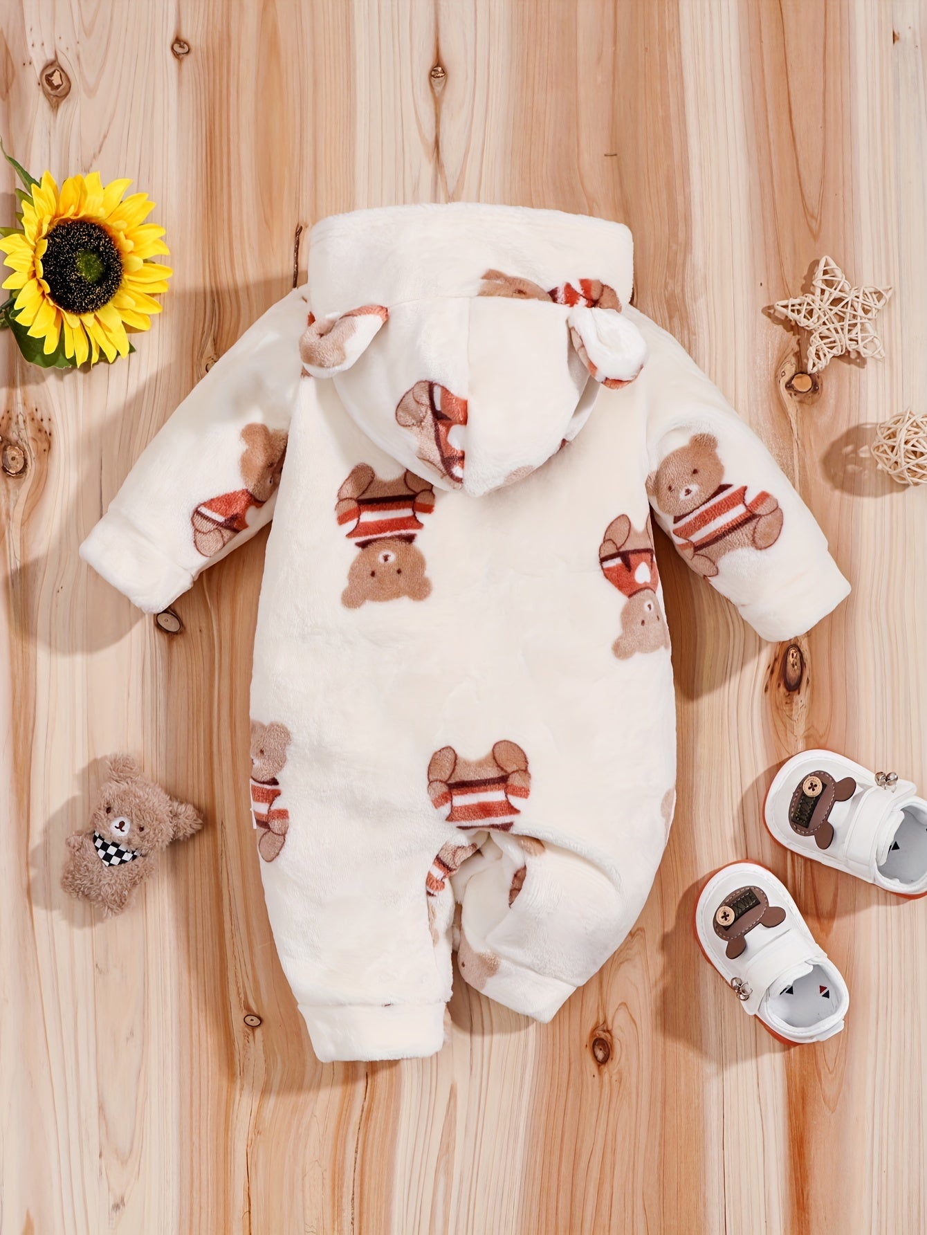 Adorable Cartoon 3D Teddy Bear Print Fleece