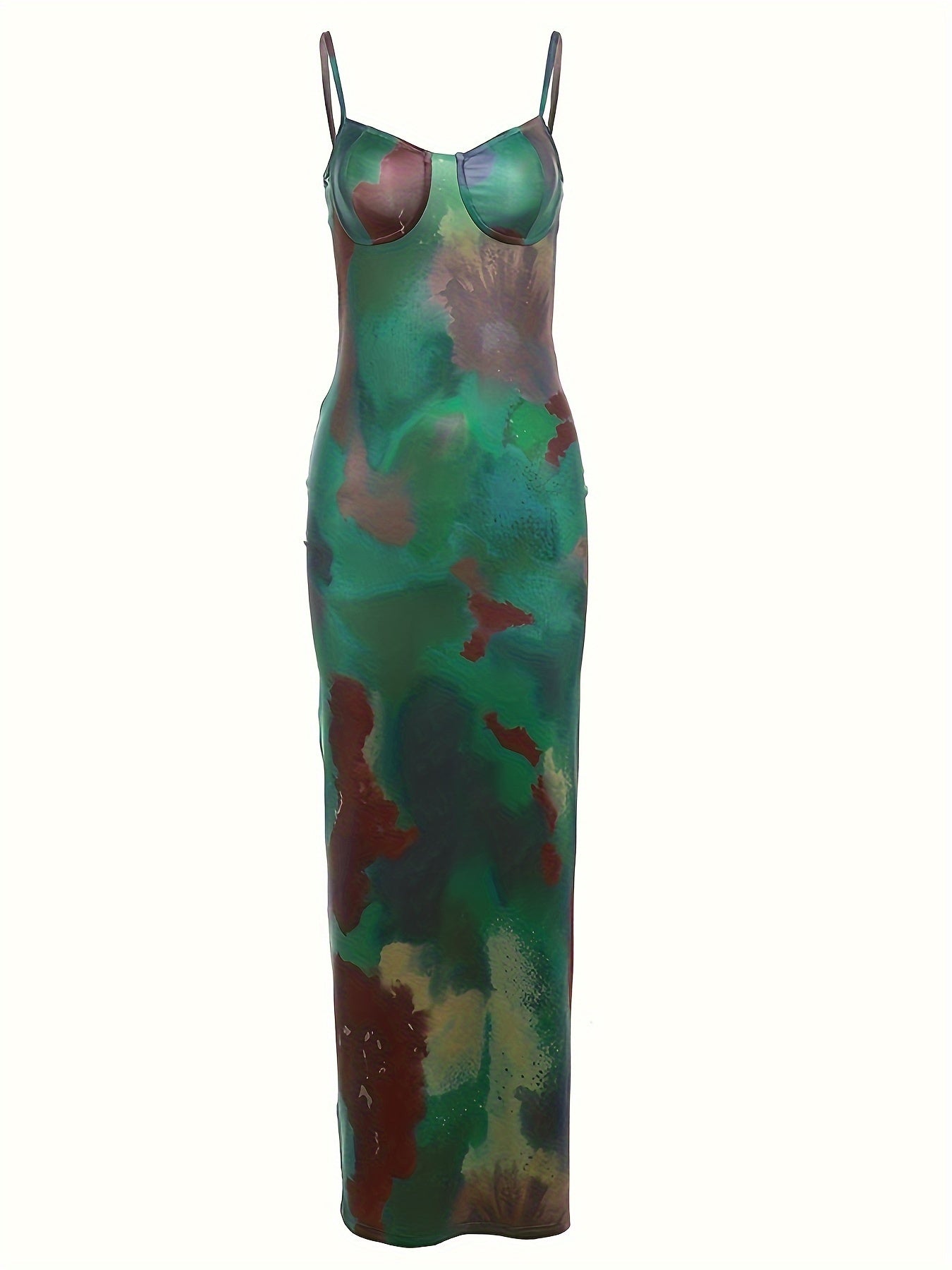 Tie Dye Cut Out Cami Dress, Sexy Sleeveless Bodycon Dress For Club & Party, Women's Clothing