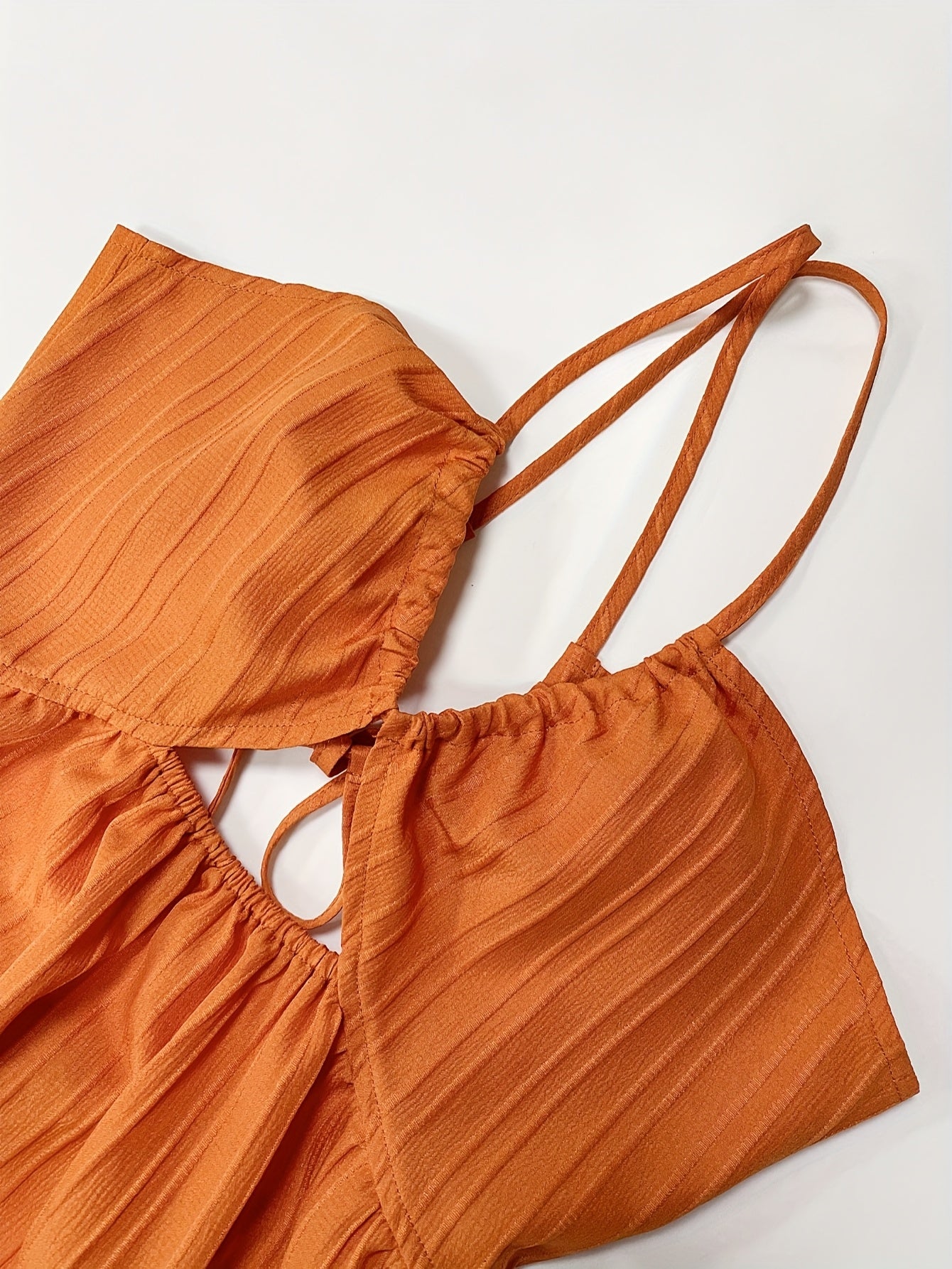 Womens Orange A-Line Maxi Dress with Slit