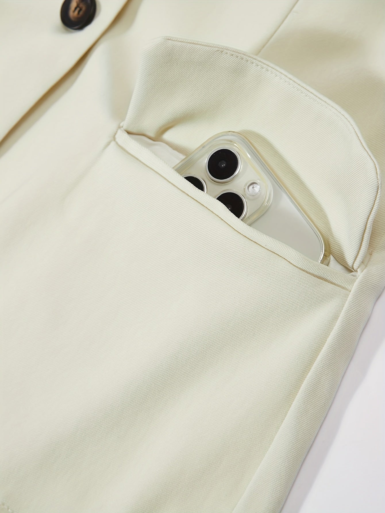 Temptation Beige Button-Up Strapless Top & Flared Pants Set