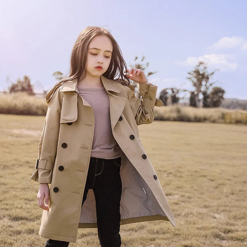 Teen Girls Long Trench Coat