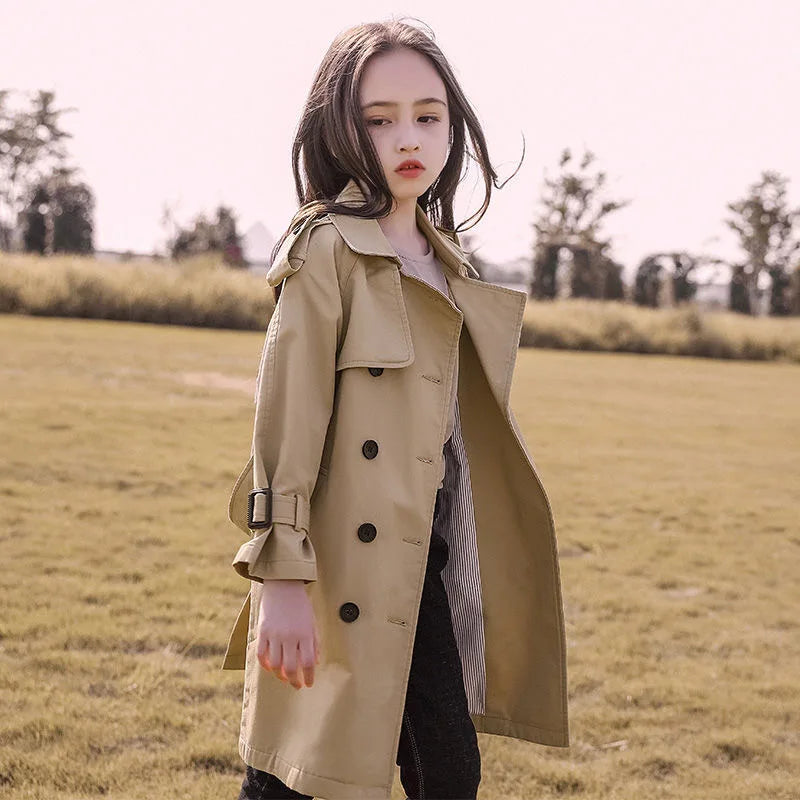 Teen Girls Long Trench Coat