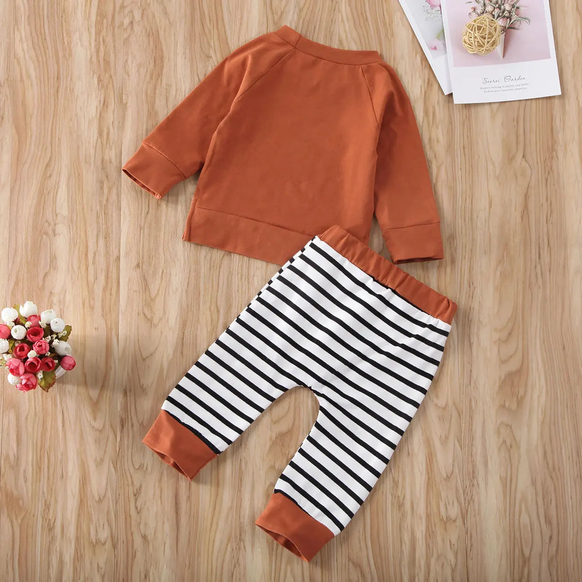 Toddler Kids Baby Boy Top T-shirt Long Striped Pants 2Pcs Outfit Set Spring Clothes 0-24Months