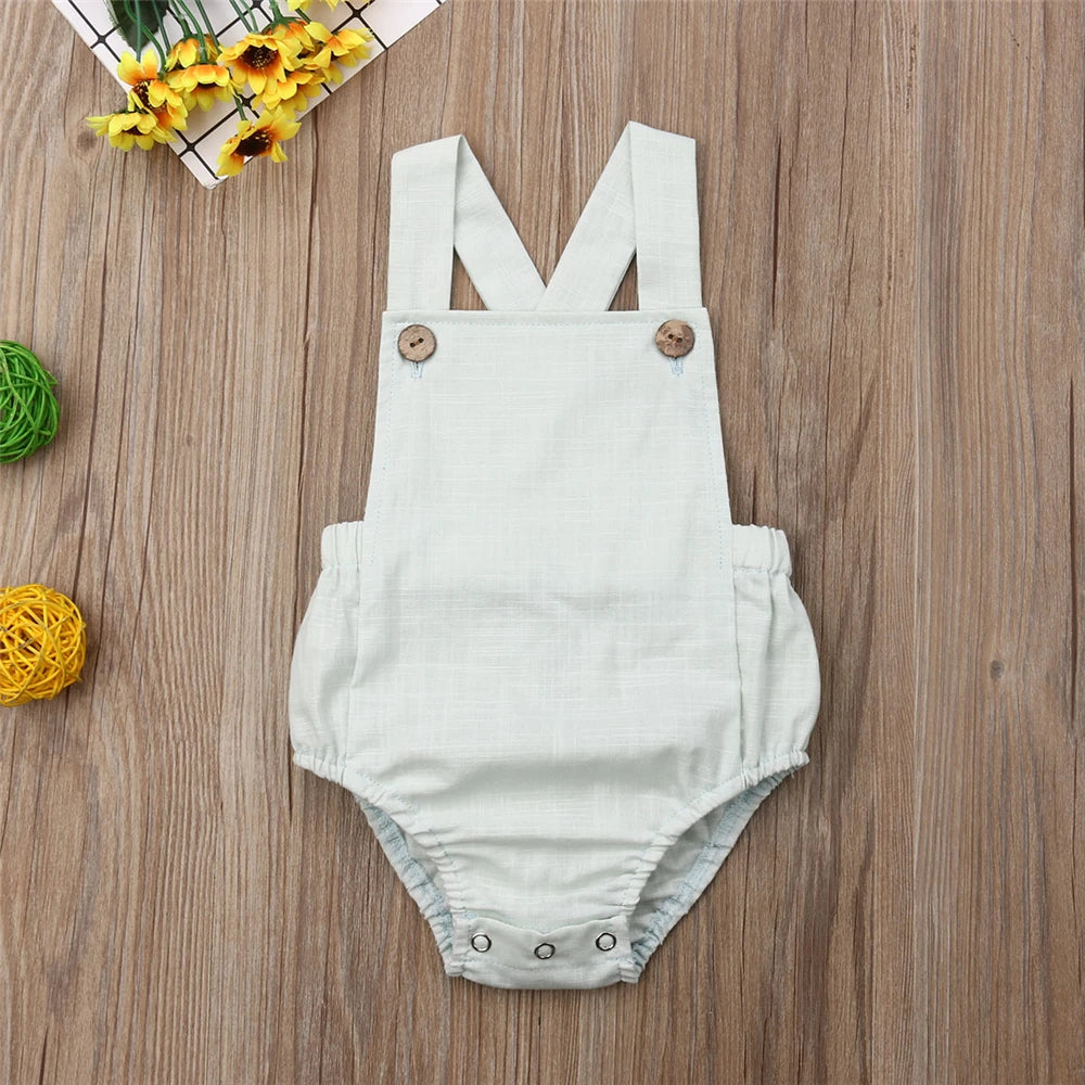 Newborn Baby Girl Boy Sleeveless Jumpsuits Toddler Playsuit One piece
