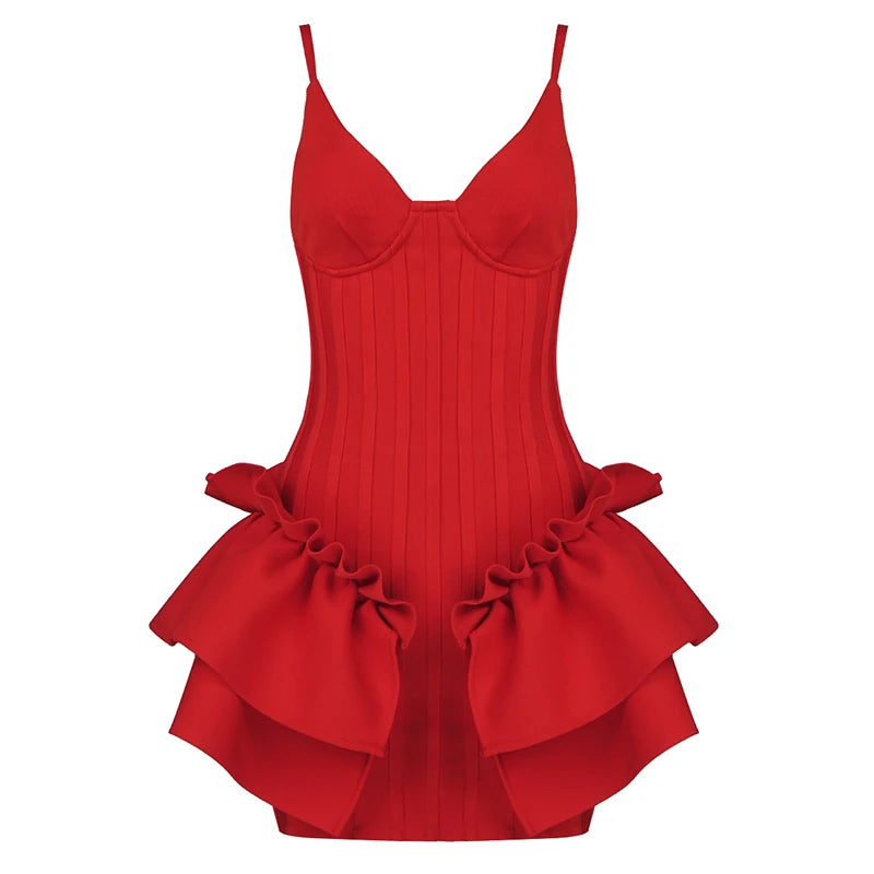 Bandage Dress Strap V-Neck Bodycon Mini Dress