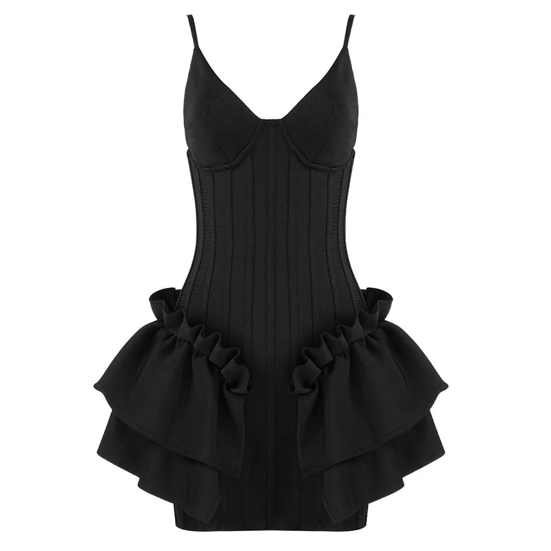 Bandage Dress Strap V-Neck Bodycon Mini Dress