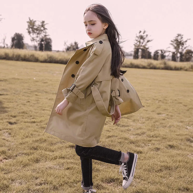 Teen Girls Long Trench Coat