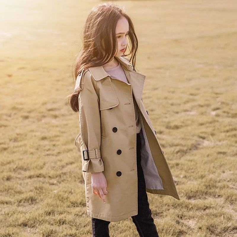 Teen Girls Long Trench Coat