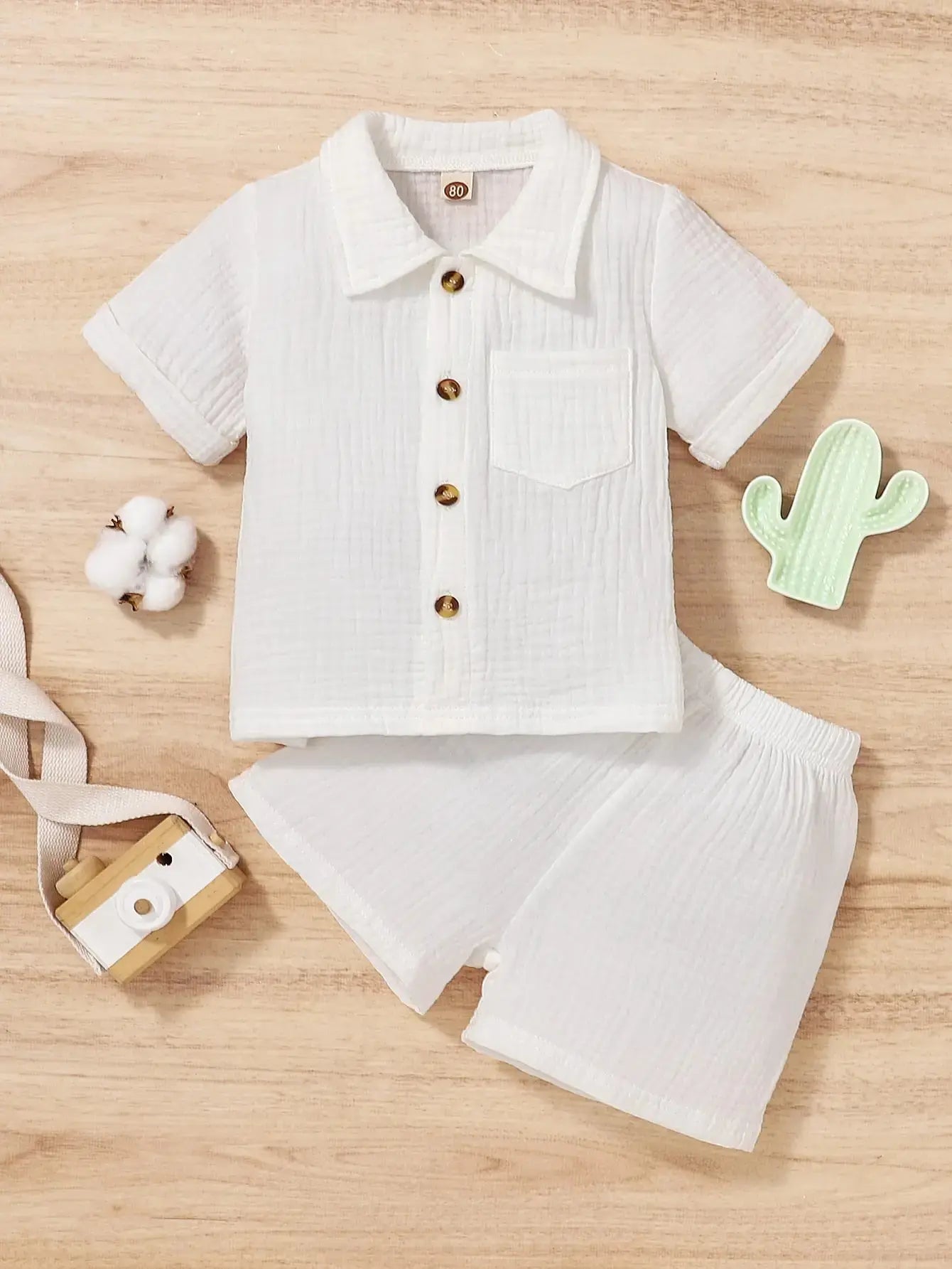 Baby Boy Cute Sports Comfortable Breathable Solid Color Casual Shirt Fashion Cotton