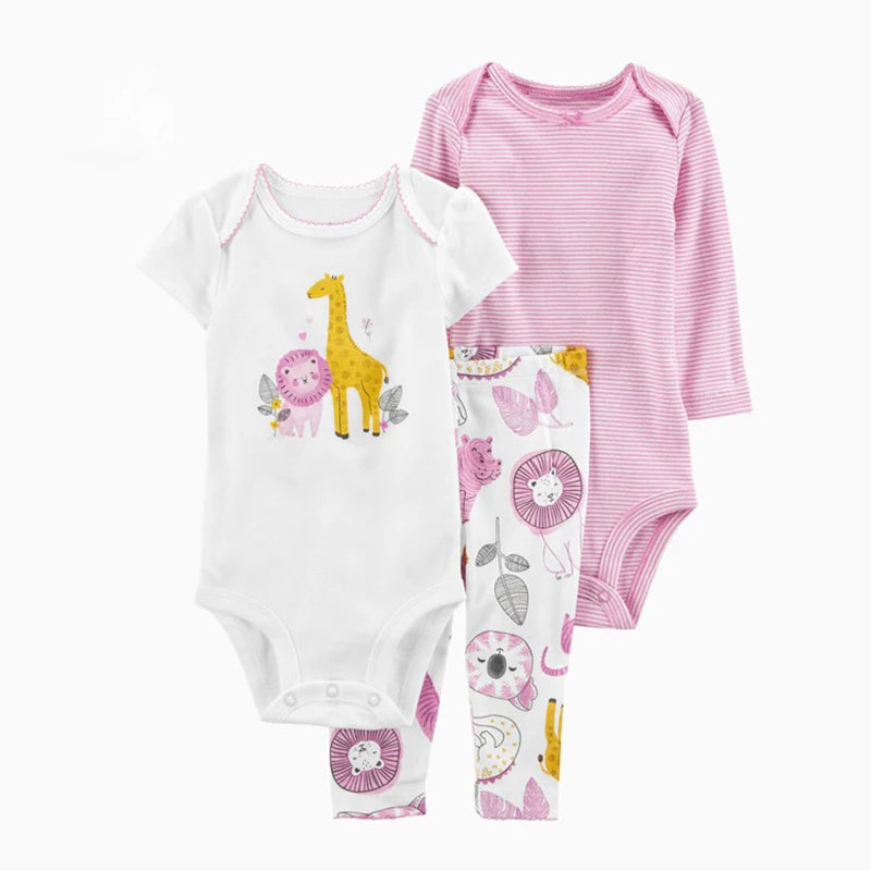 Baby Girls Clothes Set Cotton Flower Fashion Infant Outfits Sleeved Bodysuit