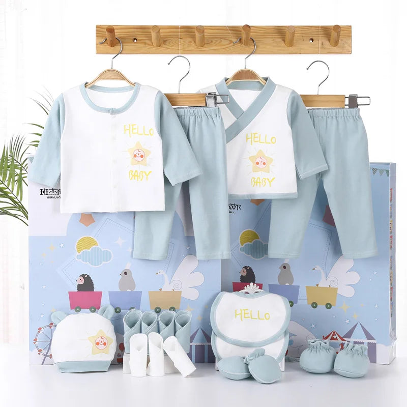 Newborn Baby Clothes For Girls & Boys Sets 100% Cotton Hat Bib