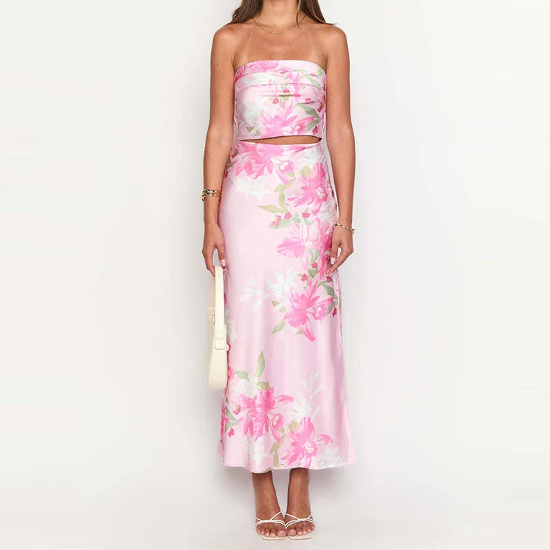Botanical Escape Slit Skirt & Tube Vest Co-Ord