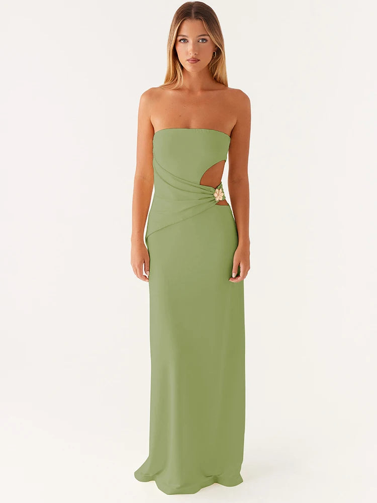 Chic Classic Bloom Metal-Strap Bodycon Maxi
